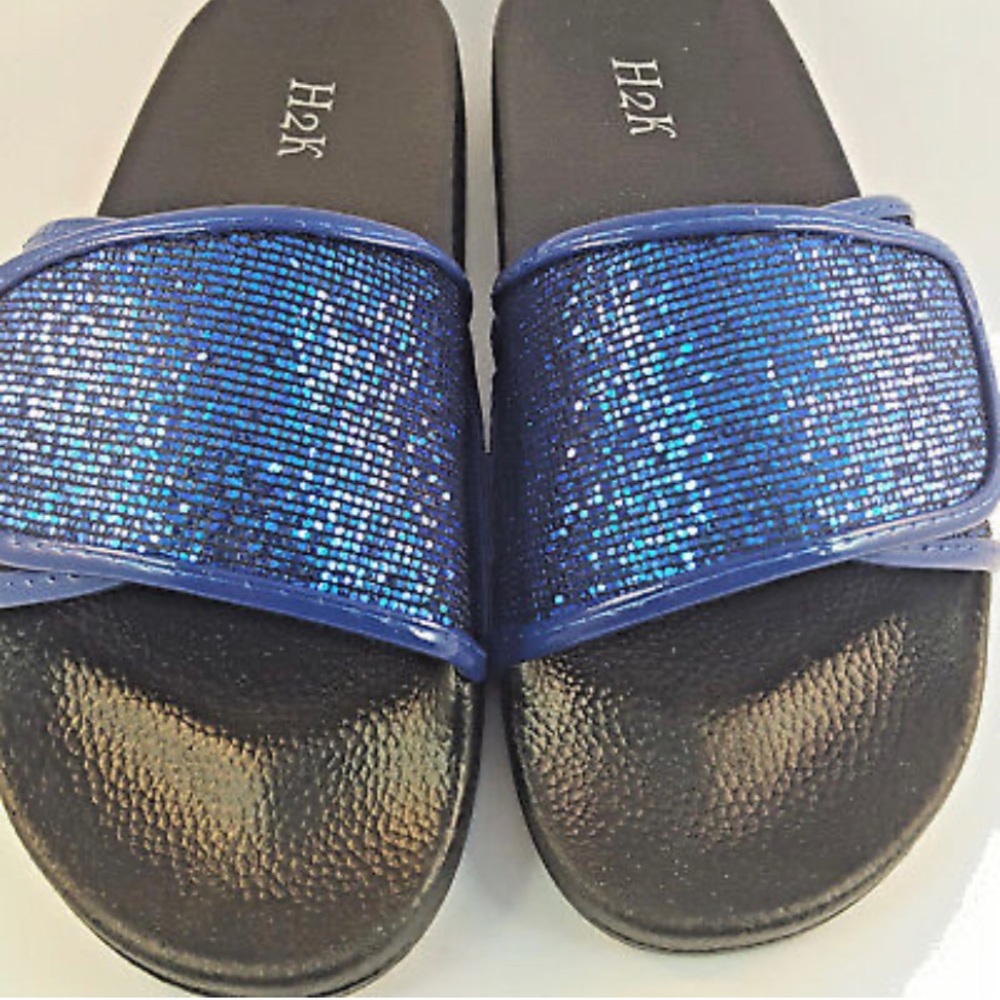 H2k Anna Royal Blue Glitter Slippers